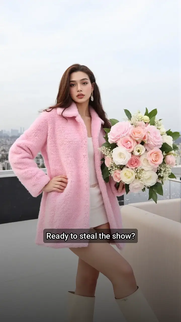 OMG! I'm obsessed with this fluffy pink coat!💖