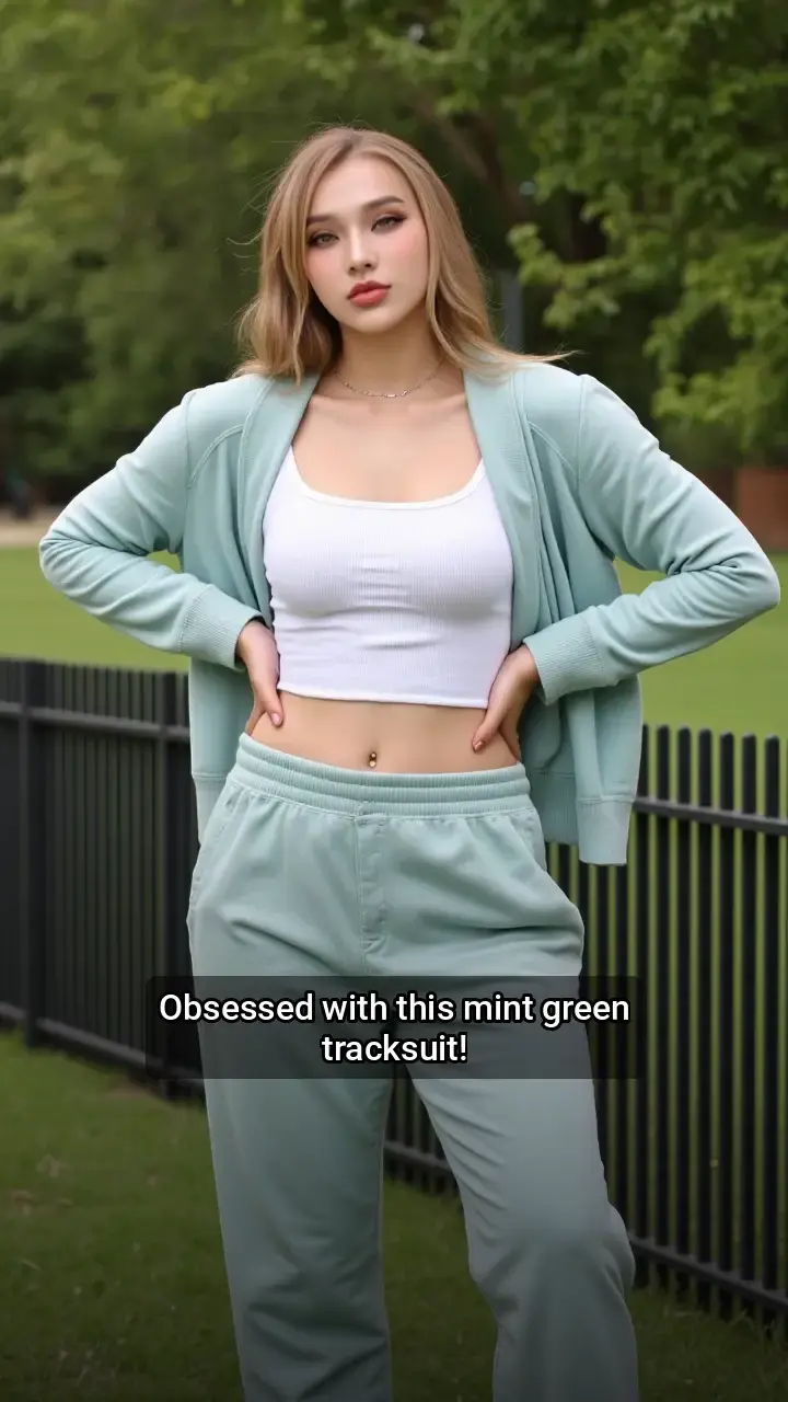Loving this mint green tracksuit! 💚