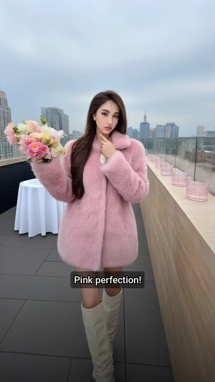 Obsessed with this pink fluffy coat! π