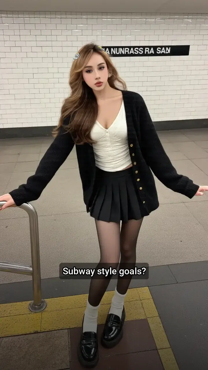 Loving this NYC subway look! 🖤