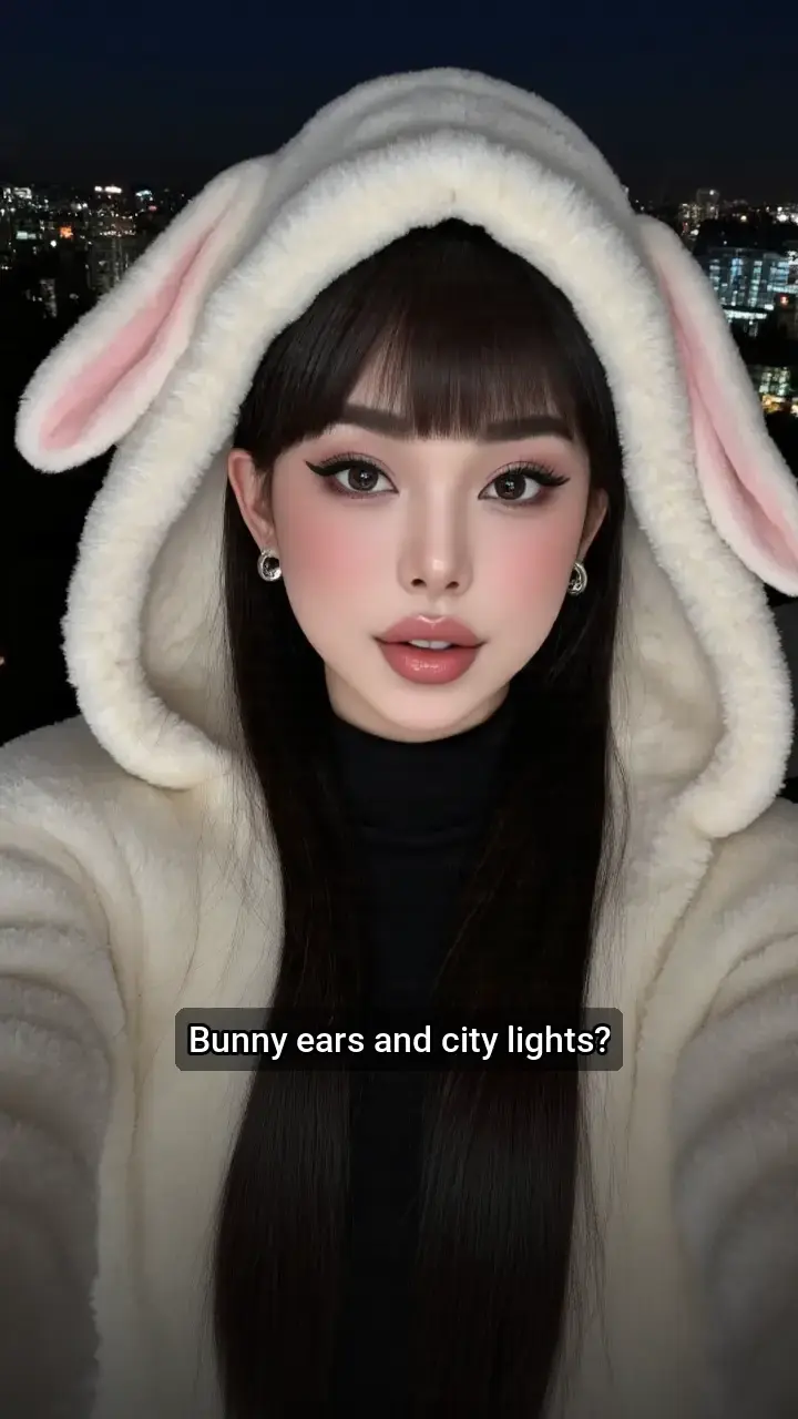 OMG!🐰🌃  Bunny ears and city lights? Guess what I'm up to tonight!