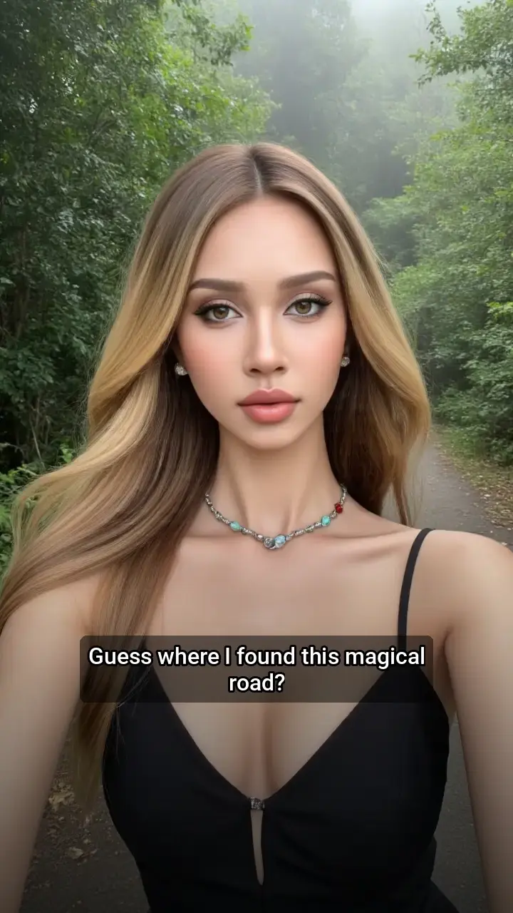 I'm totally crushing on this mysterious forest road! 🌲🖤
