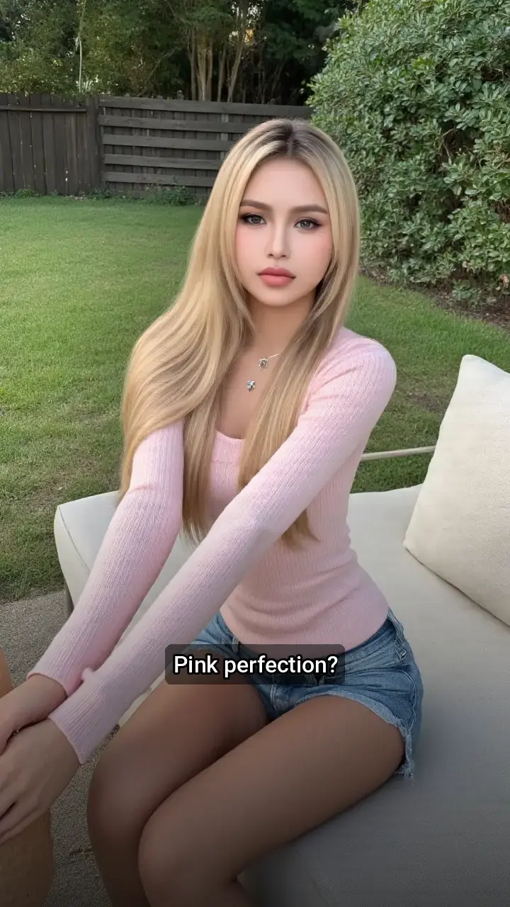 Loving this pink sweater and denim shorts combo! 🥰