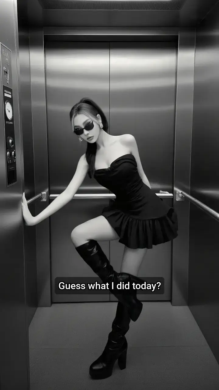 OMG! 🖤  Elevator fashion show! ✨