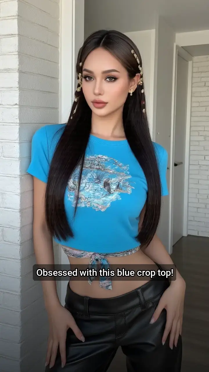 Loving this blue crop top! π